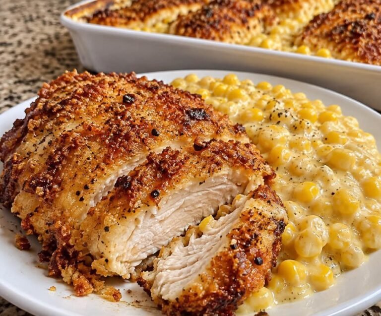 Crispy Buttermilk Chicken with Creamed Corn